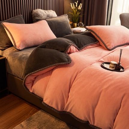 闲鱼家纺 2025款高克重欧式包边牛奶绒单被套-樱花粉