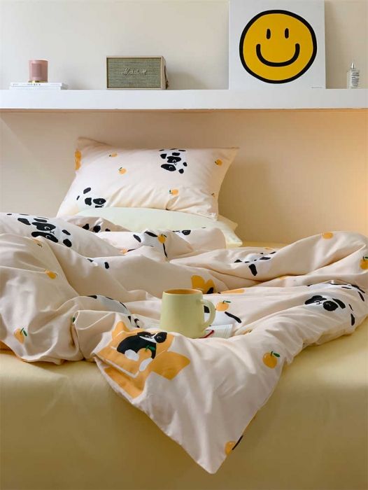 91家纺网 家纺一手货源 找家纺 金丝鸟 2022新款秋冬全棉印花系列四件套 斑点喵