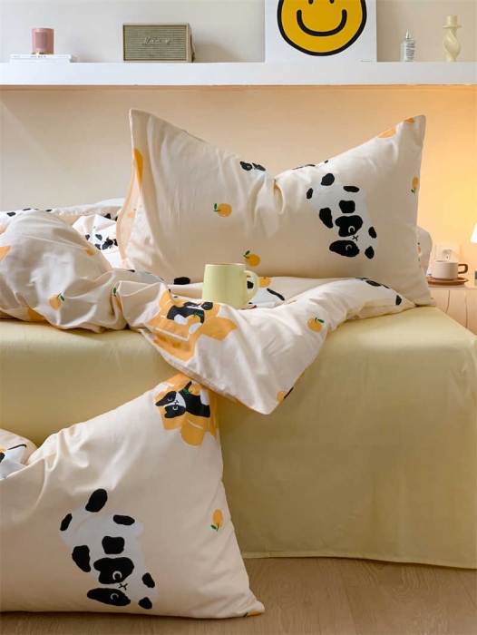 91家纺网 家纺一手货源 找家纺 金丝鸟 2022新款秋冬全棉印花系列四件套 斑点喵