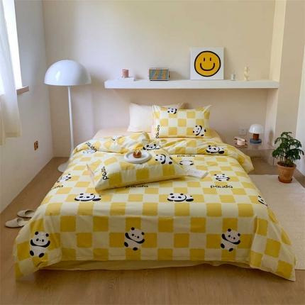 金丝鸟 2022新款秋冬全棉印花系列四件套 宝宝熊黄