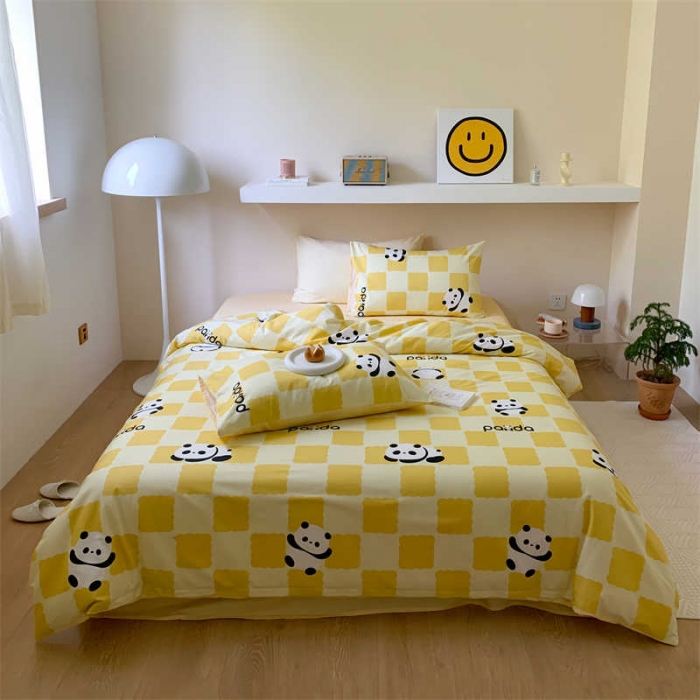 91家纺网 家纺一手货源 找家纺 金丝鸟 2022新款秋冬全棉印花系列四件套 宝宝熊黄