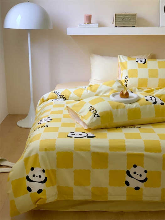 91家纺网 家纺一手货源 找家纺 金丝鸟 2022新款秋冬全棉印花系列四件套 宝宝熊黄