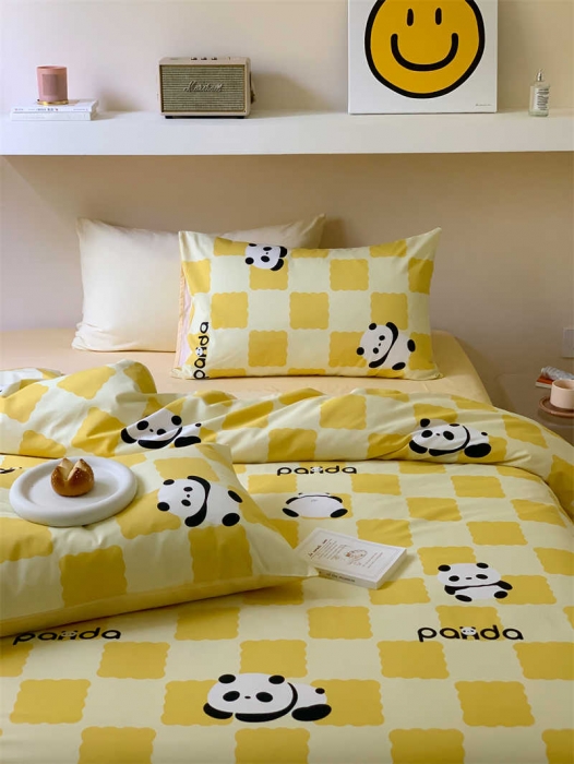 91家纺网 家纺一手货源 找家纺 金丝鸟 2022新款秋冬全棉印花系列四件套 宝宝熊黄