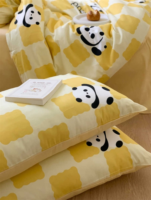 91家纺网 家纺一手货源 找家纺 金丝鸟 2022新款秋冬全棉印花系列四件套 宝宝熊黄