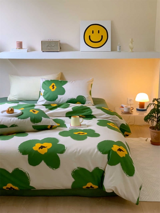 91家纺网 家纺一手货源 找家纺 金丝鸟 2022新款秋冬全棉印花系列四件套 春意盎然