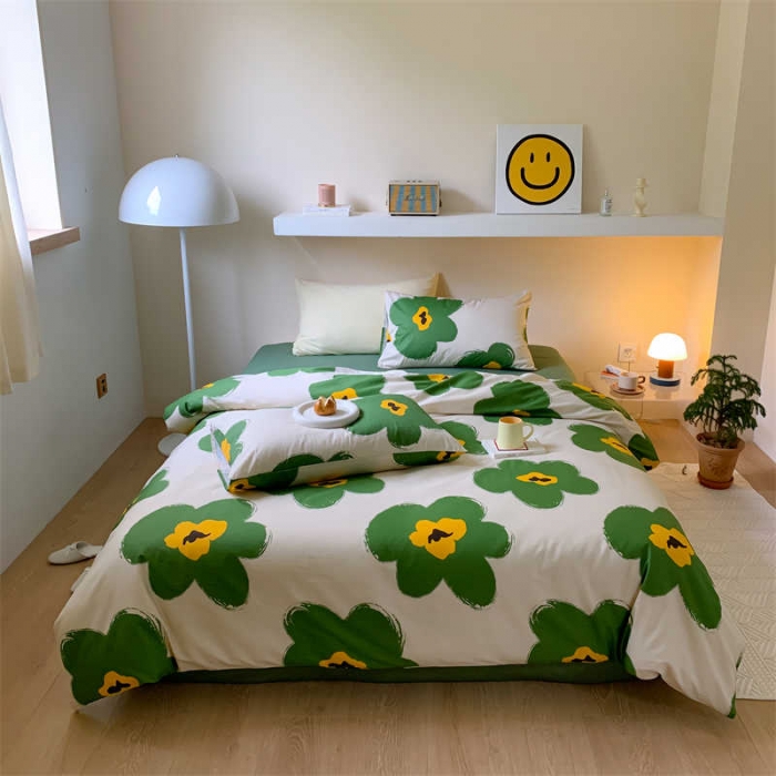 91家纺网 家纺一手货源 找家纺 金丝鸟 2022新款秋冬全棉印花系列四件套 春意盎然