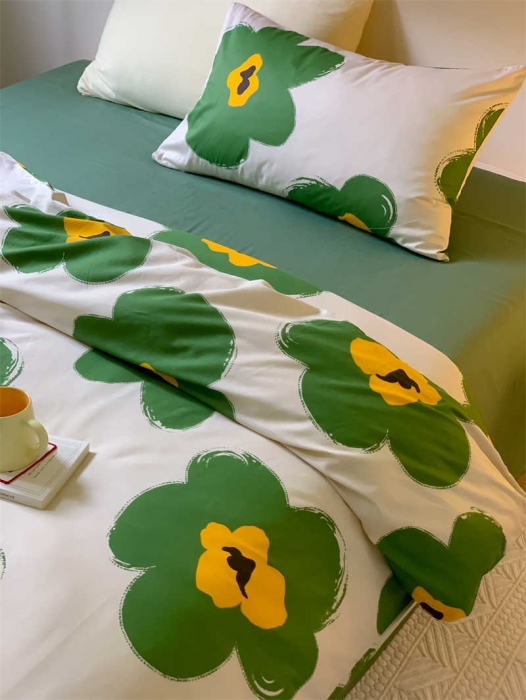 91家纺网 家纺一手货源 找家纺 金丝鸟 2022新款秋冬全棉印花系列四件套 春意盎然