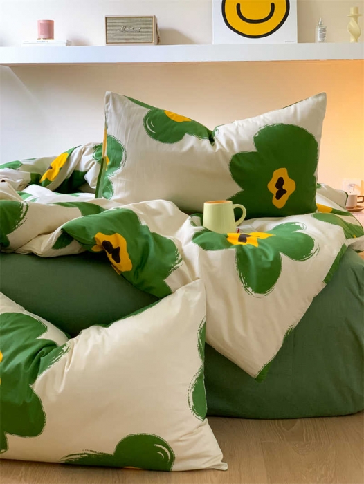 91家纺网 家纺一手货源 找家纺 金丝鸟 2022新款秋冬全棉印花系列四件套 春意盎然