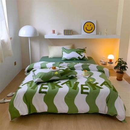 金丝鸟 2022新款秋冬全棉印花系列四件套 卡拉纹