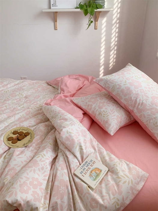 91家纺网 家纺一手货源 找家纺 金丝鸟 2022新款秋冬全棉印花系列四件套 落英