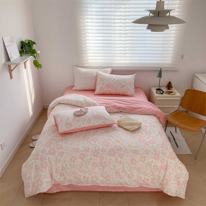 91家纺网 家纺一手货源 找家纺 金丝鸟 2022新款秋冬全棉印花系列四件套 落英