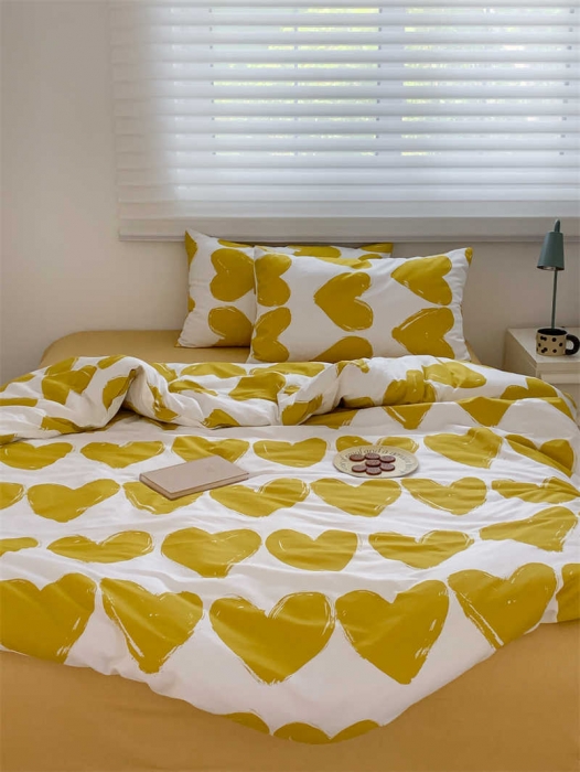 91家纺网 家纺一手货源 找家纺 金丝鸟 2022新款秋冬全棉印花系列四件套 心语