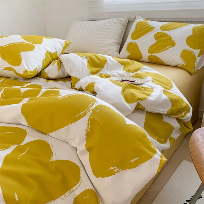 91家纺网 家纺一手货源 找家纺 金丝鸟 2022新款秋冬全棉印花系列四件套 心语