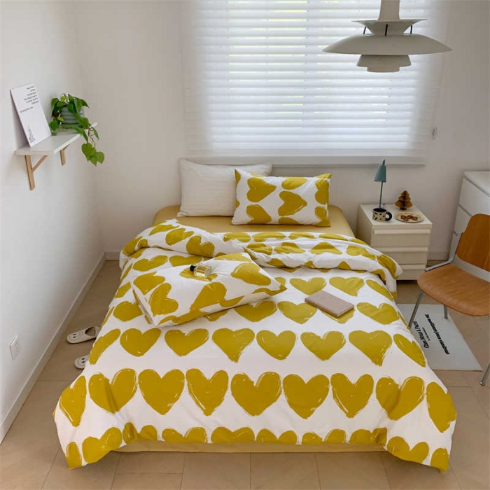 91家纺网 家纺一手货源 找家纺 金丝鸟 2022新款秋冬全棉印花系列四件套 心语