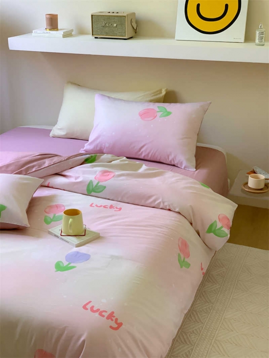 91家纺网 家纺一手货源 找家纺 金丝鸟 2022新款秋冬全棉印花系列四件套 郁金香