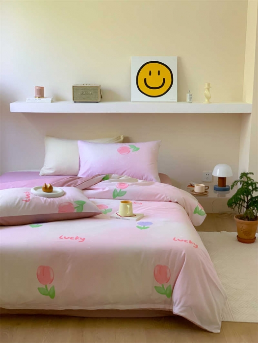 91家纺网 家纺一手货源 找家纺 金丝鸟 2022新款秋冬全棉印花系列四件套 郁金香