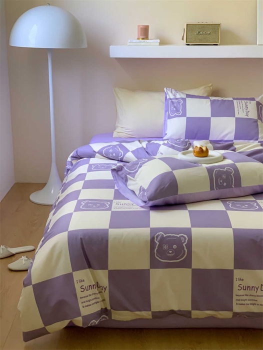 91家纺网 家纺一手货源 找家纺 金丝鸟 2022新款秋冬全棉印花系列四件套 周末熊