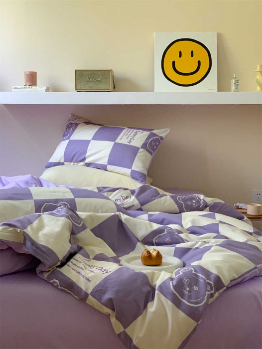 91家纺网 家纺一手货源 找家纺 金丝鸟 2022新款秋冬全棉印花系列四件套 周末熊