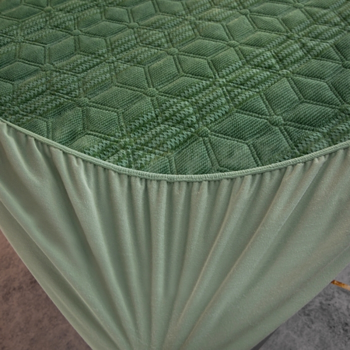 91家纺网 家纺一手货源 找家纺 凡客家居 2022新款加厚牛奶绒夹棉床笠 草绿