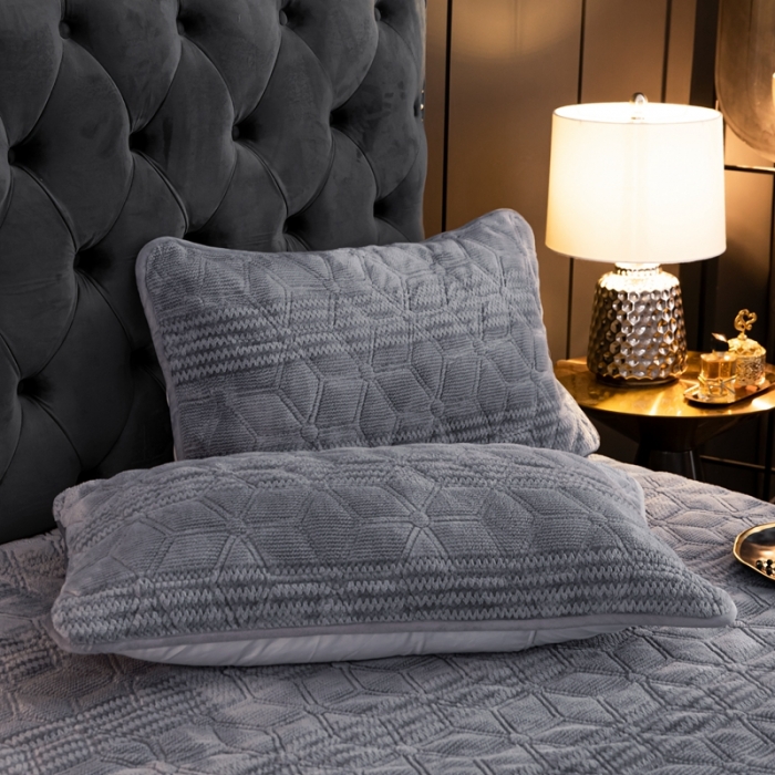 91家纺网 家纺一手货源 找家纺 凡客家居 2022新款加厚牛奶绒夹棉床笠 深灰