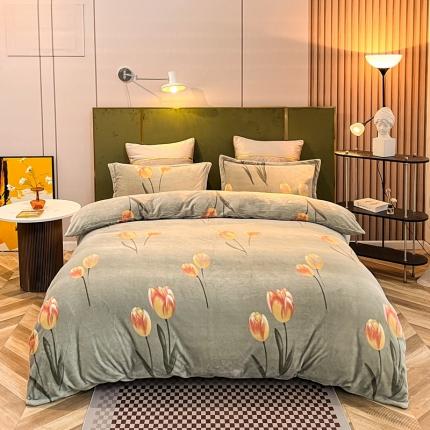 91家纺网 家纺一手货源 找家纺 （总）凡客家居 2022新款牛奶绒印花系列四件套