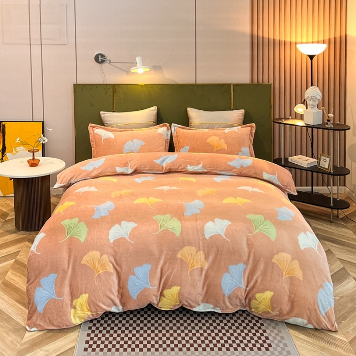 91家纺网 家纺一手货源 找家纺 凡客家居 2022新款牛奶绒印花系列四件套 悠然-玉