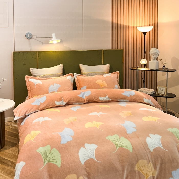 91家纺网 家纺一手货源 找家纺 凡客家居 2022新款牛奶绒印花系列四件套 悠然-玉