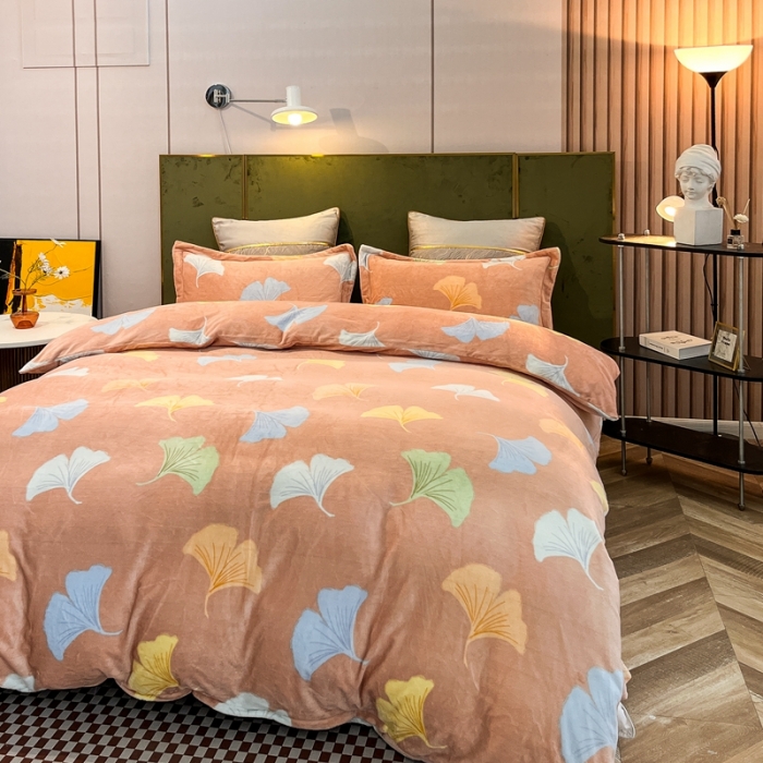 91家纺网 家纺一手货源 找家纺 凡客家居 2022新款牛奶绒印花系列四件套 悠然-玉