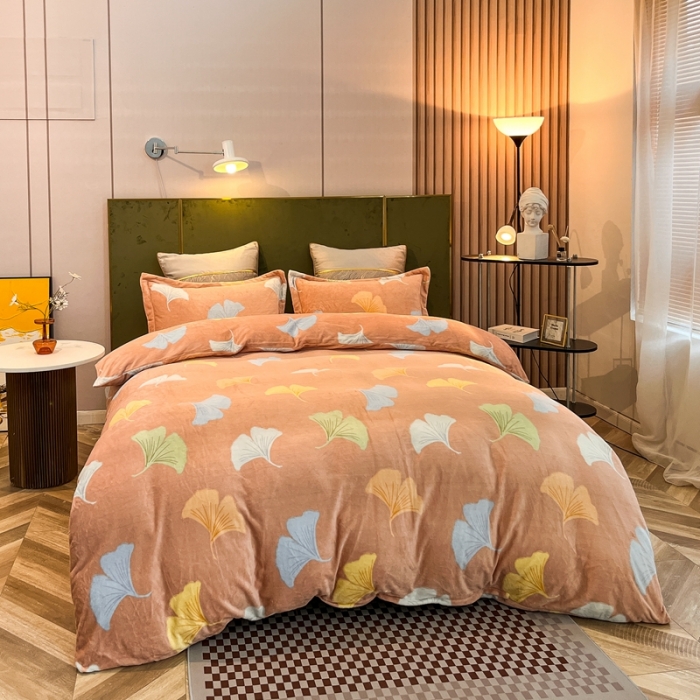 91家纺网 家纺一手货源 找家纺 凡客家居 2022新款牛奶绒印花系列四件套 悠然-玉