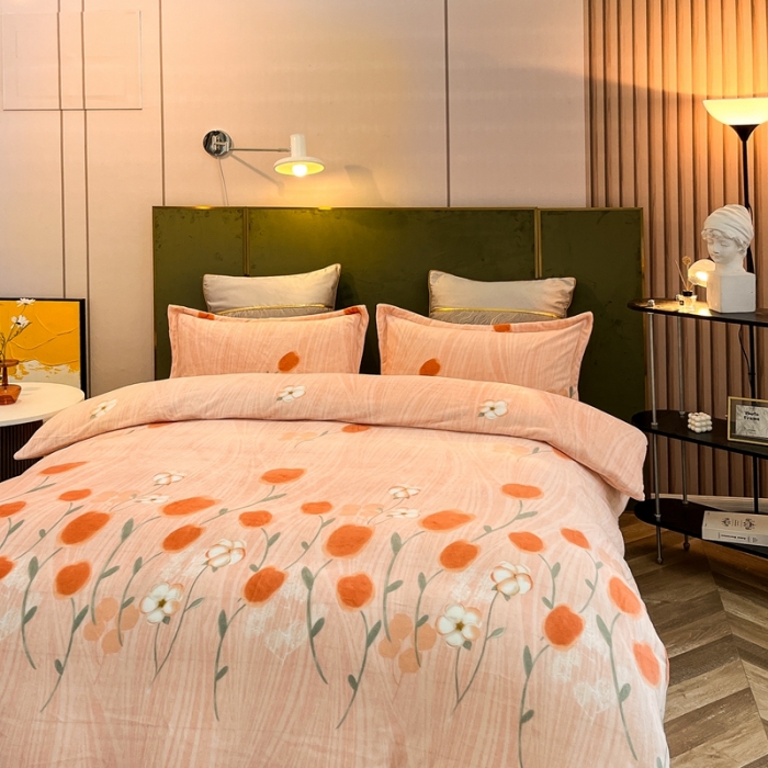 91家纺网 家纺一手货源 找家纺 凡客家居 2022新款牛奶绒印花系列四件套 醉花阴