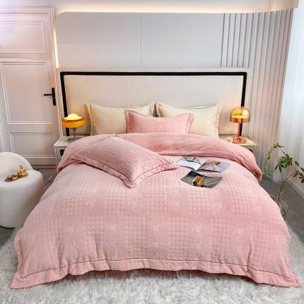 91家纺网 家纺一手货源 找家纺 （总）凡客家居 2022新款牛奶绒雕花系列四件套