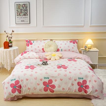 91家纺网 家纺一手货源 找家纺 总凡客家居 2022新款13372纯棉印花滚边工艺款四件套学生宿舍三件套