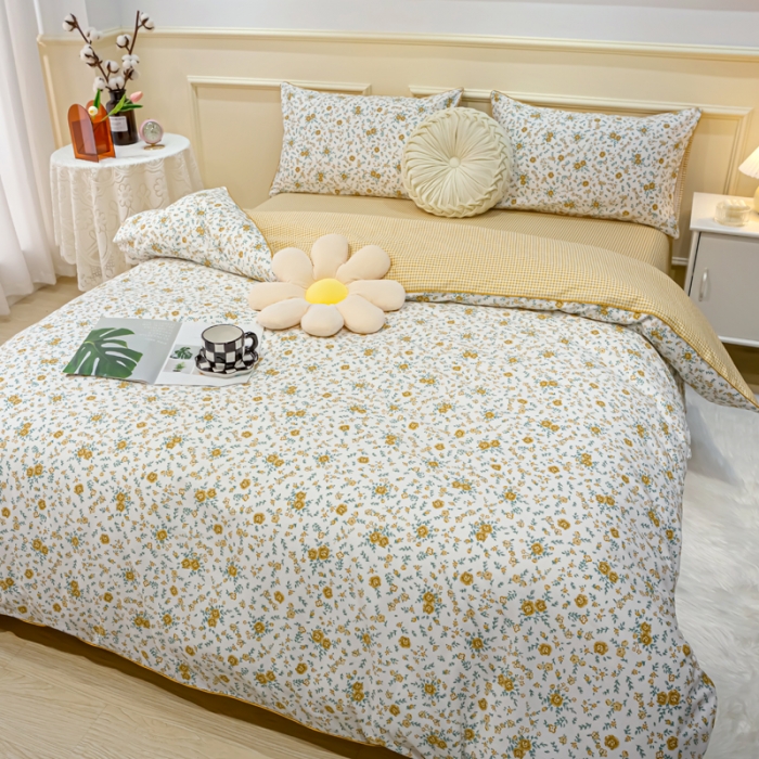 91家纺网 家纺一手货源 找家纺 凡客家居 新款13372纯棉印花滚边工艺款四件套 爱菲尔