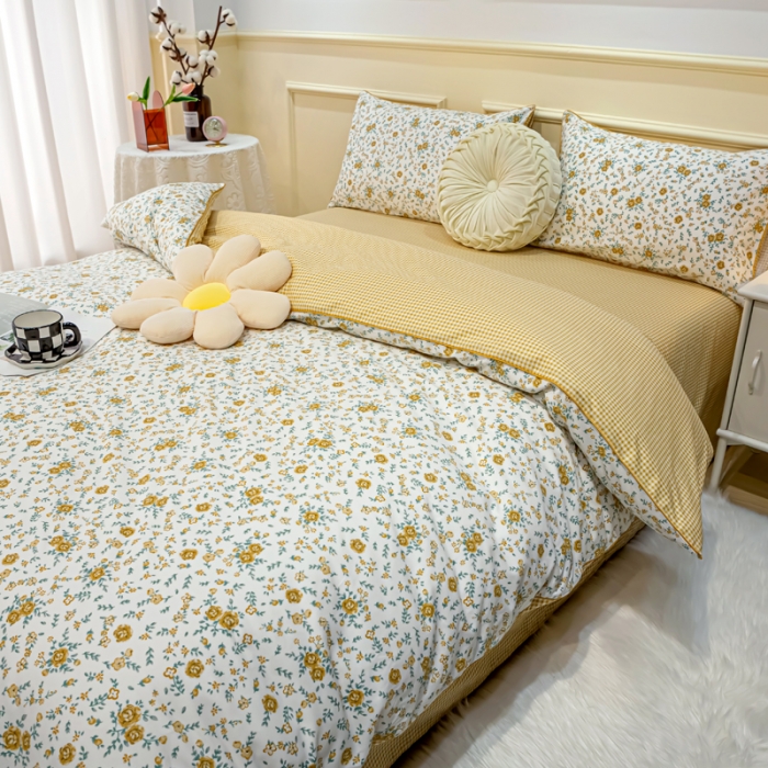 91家纺网 家纺一手货源 找家纺 凡客家居 新款13372纯棉印花滚边工艺款四件套 爱菲尔