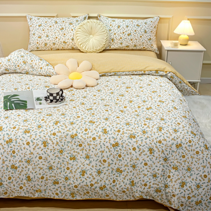 91家纺网 家纺一手货源 找家纺 凡客家居 新款13372纯棉印花滚边工艺款四件套 爱菲尔