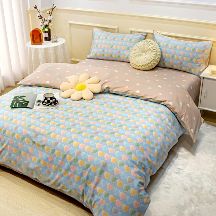 91家纺网 家纺一手货源 找家纺 凡客家居 新款13372纯棉印花滚边工艺款四件套 爱恋