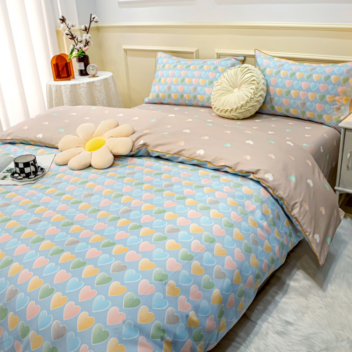 91家纺网 家纺一手货源 找家纺 凡客家居 新款13372纯棉印花滚边工艺款四件套 爱恋