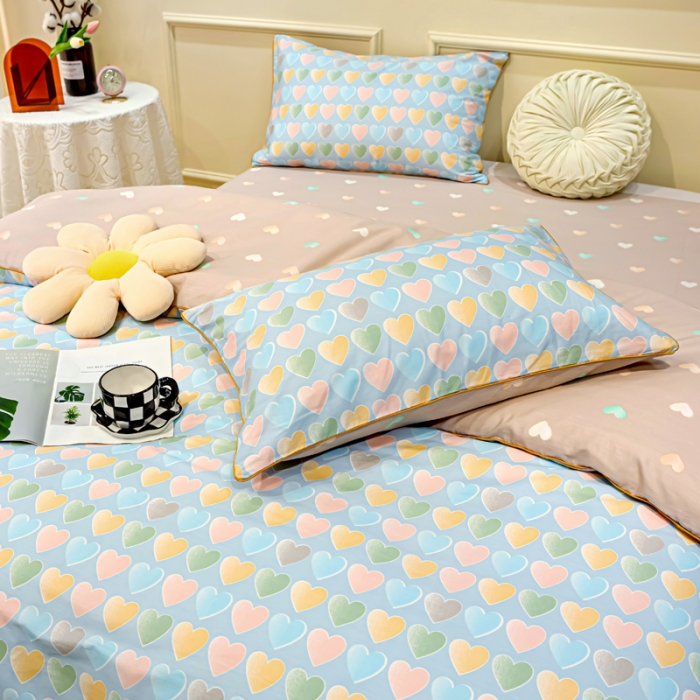 91家纺网 家纺一手货源 找家纺 凡客家居 新款13372纯棉印花滚边工艺款四件套 爱恋