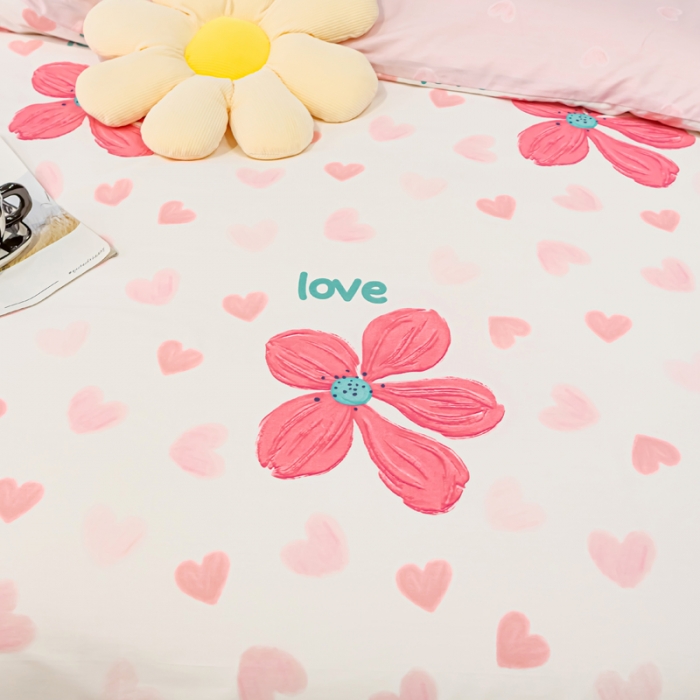 91家纺网 家纺一手货源 找家纺 凡客家居 新款13372纯棉印花滚边工艺款四件套 蓓蕾