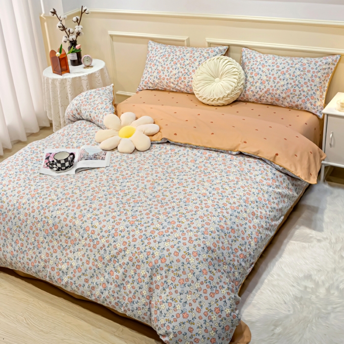 91家纺网 家纺一手货源 找家纺 凡客家居 新款13372纯棉印花滚边工艺款四件套 缤纷