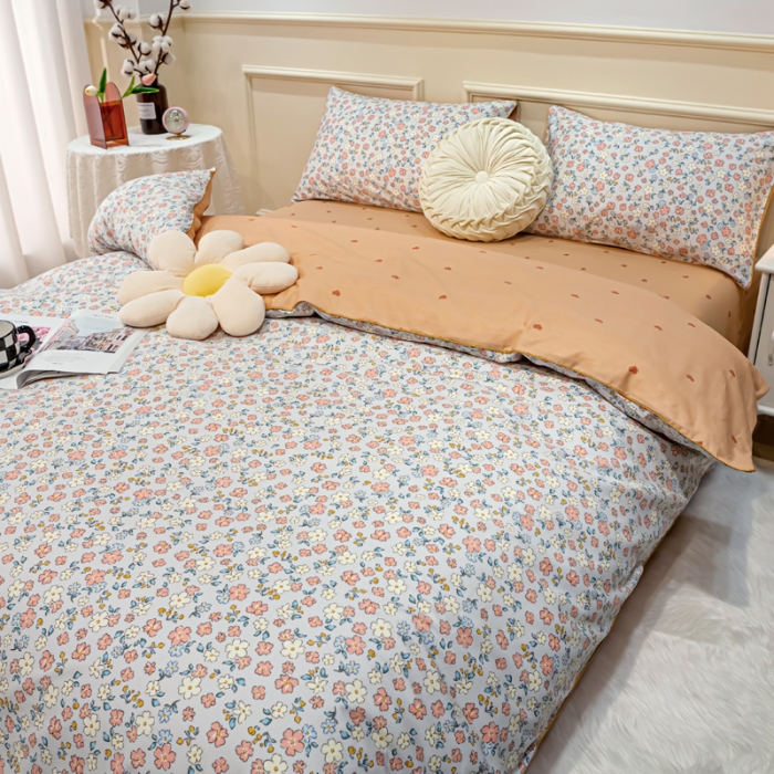 91家纺网 家纺一手货源 找家纺 凡客家居 新款13372纯棉印花滚边工艺款四件套 缤纷