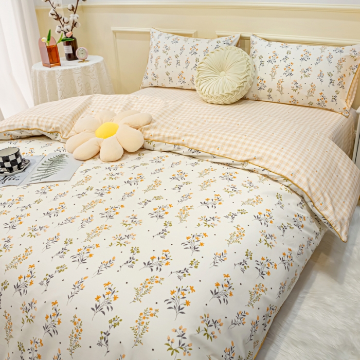 91家纺网 家纺一手货源 找家纺 凡客家居 新款13372纯棉印花滚边工艺款四件套 花曼