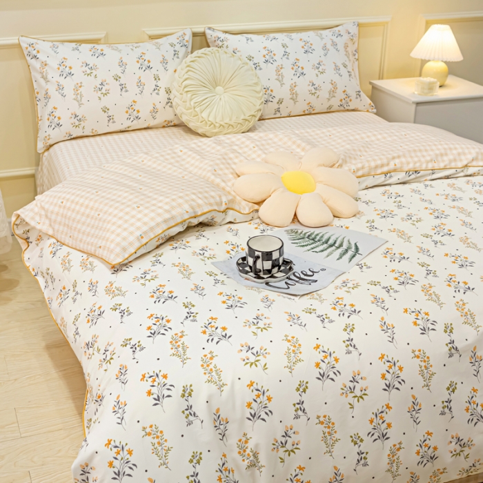 91家纺网 家纺一手货源 找家纺 凡客家居 新款13372纯棉印花滚边工艺款四件套 花曼