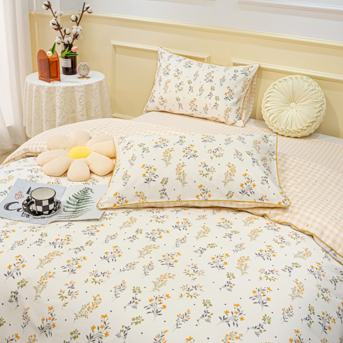 91家纺网 家纺一手货源 找家纺 凡客家居 新款13372纯棉印花滚边工艺款四件套 花曼