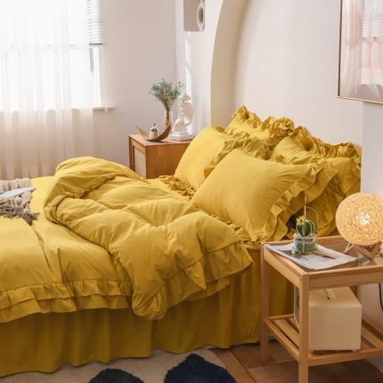 91家纺网 家纺一手货源 找家纺 （总）2023新款韩式公主风水洗棉双层荷叶边花影系列四件套