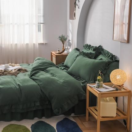 91家纺网 家纺一手货源 找家纺 （总）2023新款韩式公主风水洗棉双层荷叶边花影系列四件套