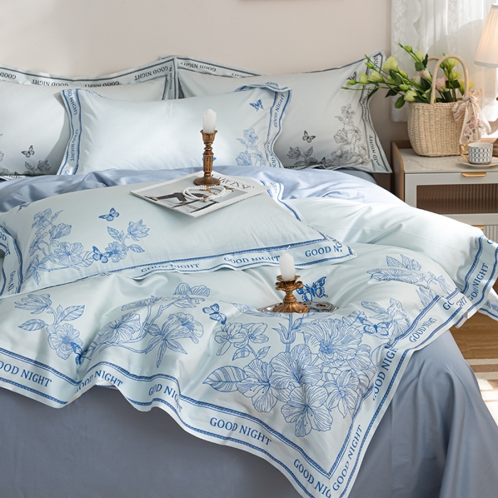 91家纺网 家纺一手货源 找家纺 安莱 2022新款100支长绒棉数码印花四件套-秘境 青花瓷