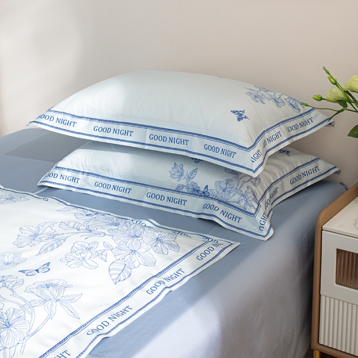 91家纺网 家纺一手货源 找家纺 安莱 2022新款100支长绒棉数码印花四件套-秘境 青花瓷