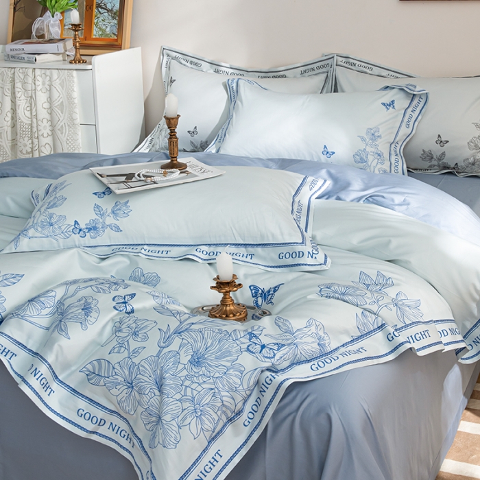 91家纺网 家纺一手货源 找家纺 安莱 2022新款100支长绒棉数码印花四件套-秘境 青花瓷