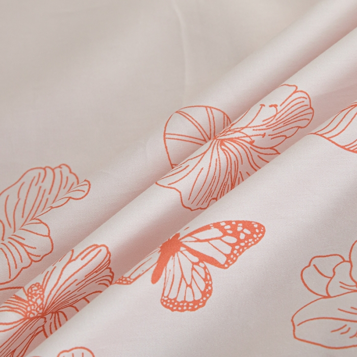 91家纺网 家纺一手货源 找家纺 安莱 2022新款100支长绒棉数码印花四件套-秘境 香芋粉